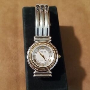 Two-Tone Sterling Silver and Gold Women's Bangle Watch